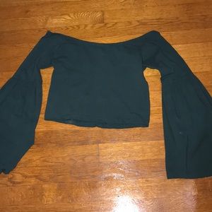 Off the shoulder long sleeve crop top